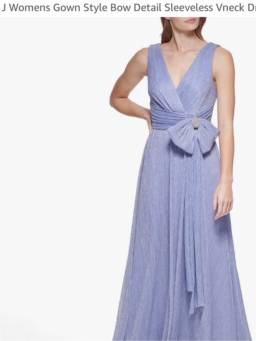 Eliza J Sleeveless V-Neck Bow Gown in Lilac